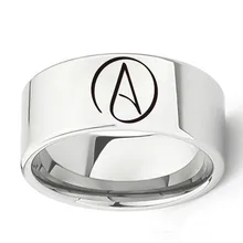 Triangulación de envío, anillo de acero inoxidable para hombres y chicos, joyería de plata con símbolo de ateísmo ateo