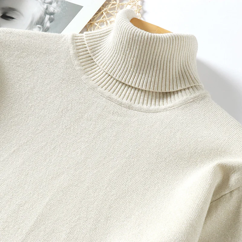 Glitter Turtleneck Womens Sweaters 2018 Winter Autumn Basic Sweater Women Pullover Women Knitted Ribbed Christmas Sweater Pull Glitter Turtleneck Womens Sweaters 2018 Winter Autumn Basic Sweater Women Pullover Women Knitted Ribbed Christmas Sweater Pull