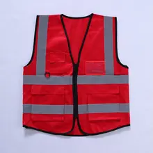 Hi-Vis жилет безопасности с молнией светоотражающий жилет безопасности 5 карманов