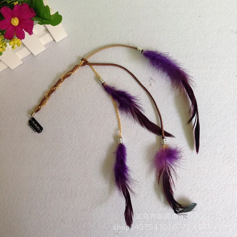 2 шт чародей Национальный Стиль Плюм индийский кисточкой Южная Корея бархат цветные перья аксессуары для волос
