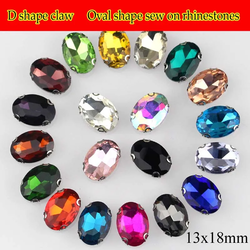 

13X18mm oval shape D claw sew on rhinestone,High quality glass loose rhinestones 20pcs/bag diy clothing accessories