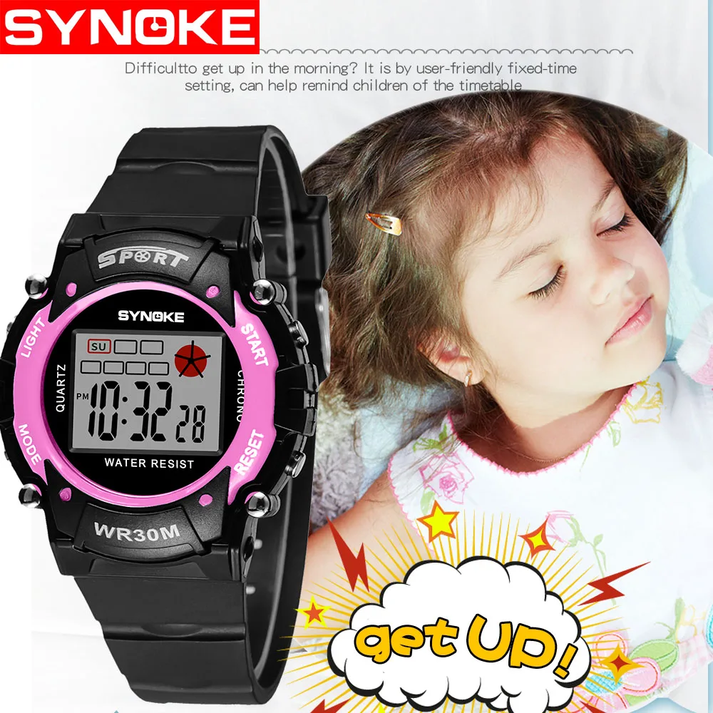 

SYNOKE Waterproof Kid's Electronic Watch Back Light Boys Age Girls Sports Digital Alarm Clock Watch Outdoor Men's Watch Luxury