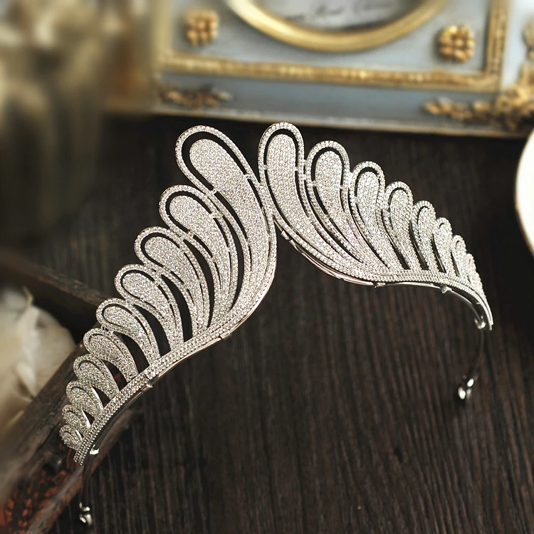 

Big Micro Paved Cubic Zircon Tiara Phoenix Full Zirconia Crown Bridal Headpiece Wedding Hair Accessories CZ Coroa Novia WIGO1218