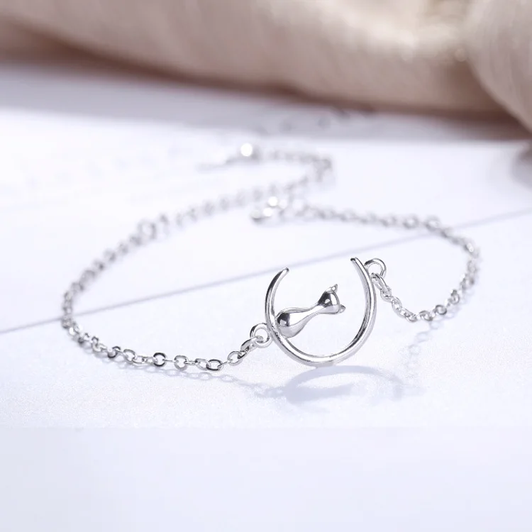

New s925 sterling silver bracelet fashion silver cat jewelry female silver jewelry LBM01