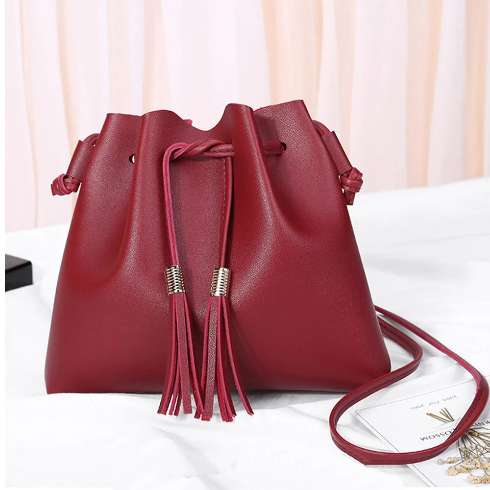 

Molave Shoulder Bag new high quality Leather Fashion Tassels Crossbody Phone Coin Bag Bucket shoulder bag women FEB28