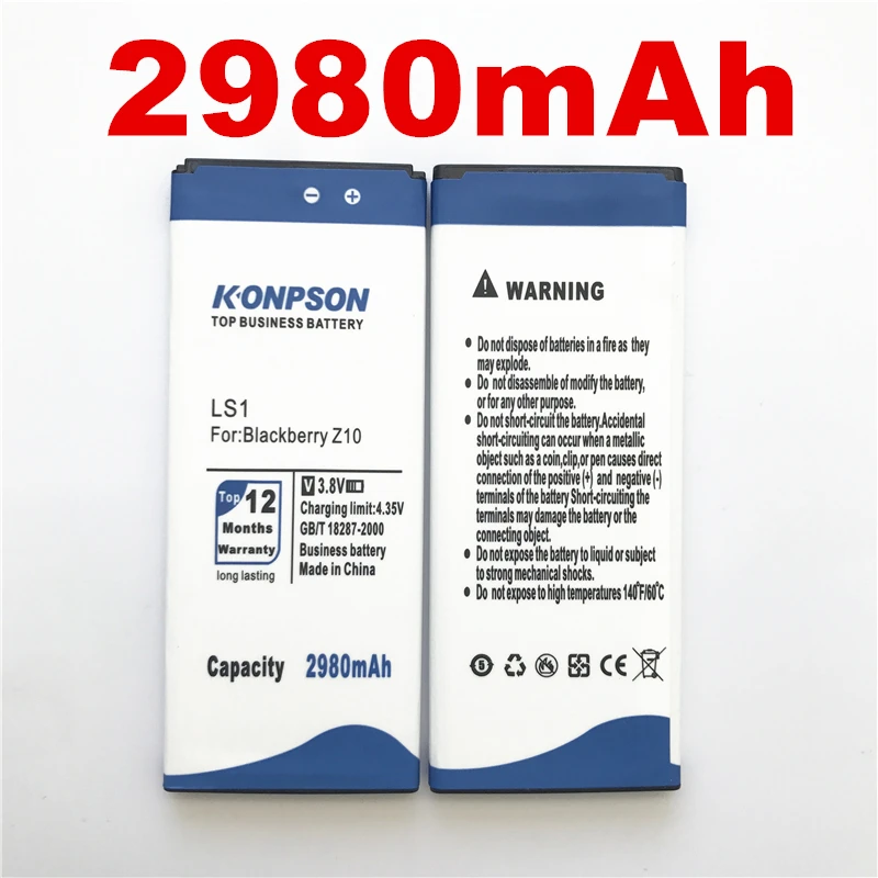 

100% Original LOSONCOER High quality Battery 2980mAh LS1 L-S1 Z10 Battery for Blackberry Z10 Battery BB10 LS1 L-S1 Battery