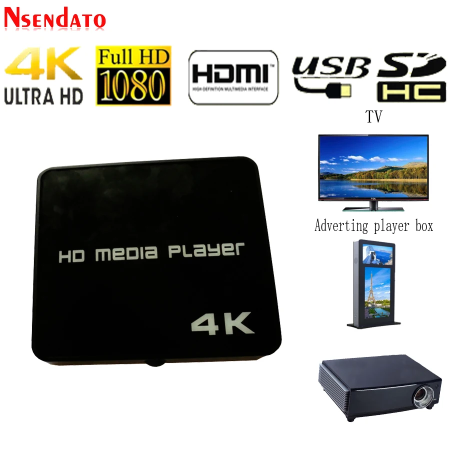 4K HD медиаплеер 1080P USB видео мультимедийный цифровой рекламный плеер коробка