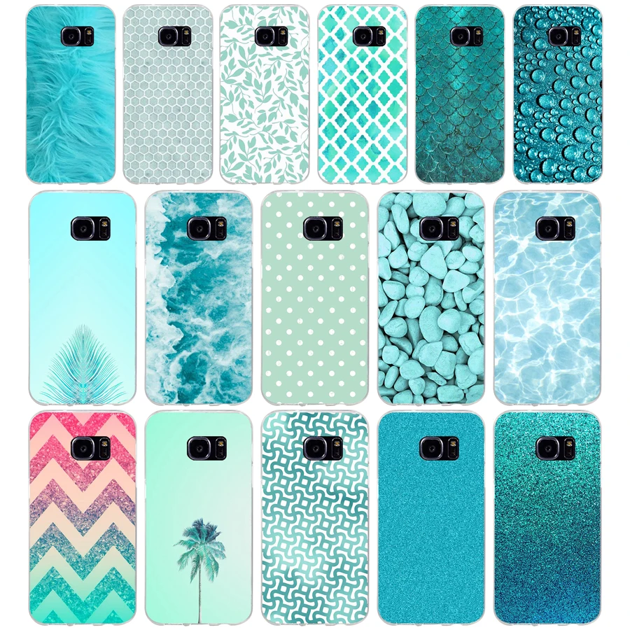208H Fashion Aqua Silver Green Mint Custodia Morbida In Silicone Tpu Per Samsung Galaxy S6 S6 S7 Edge S8 S9 Plus Custodia