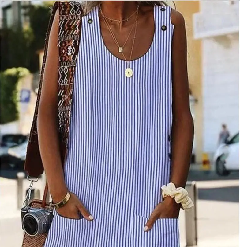 Gran oferta precio barato de mujer de talla grande de las mujeres vacaciones botón suelto bolsillo de verano de las señoras traje de sol de playa con buena Qualityy