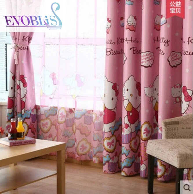 Us 12 8 30 Off Children S Cartoon Pink Blackout Curtains Kitty Girl Princess Room Bedroom Bay Window In Curtains From Home Garden On