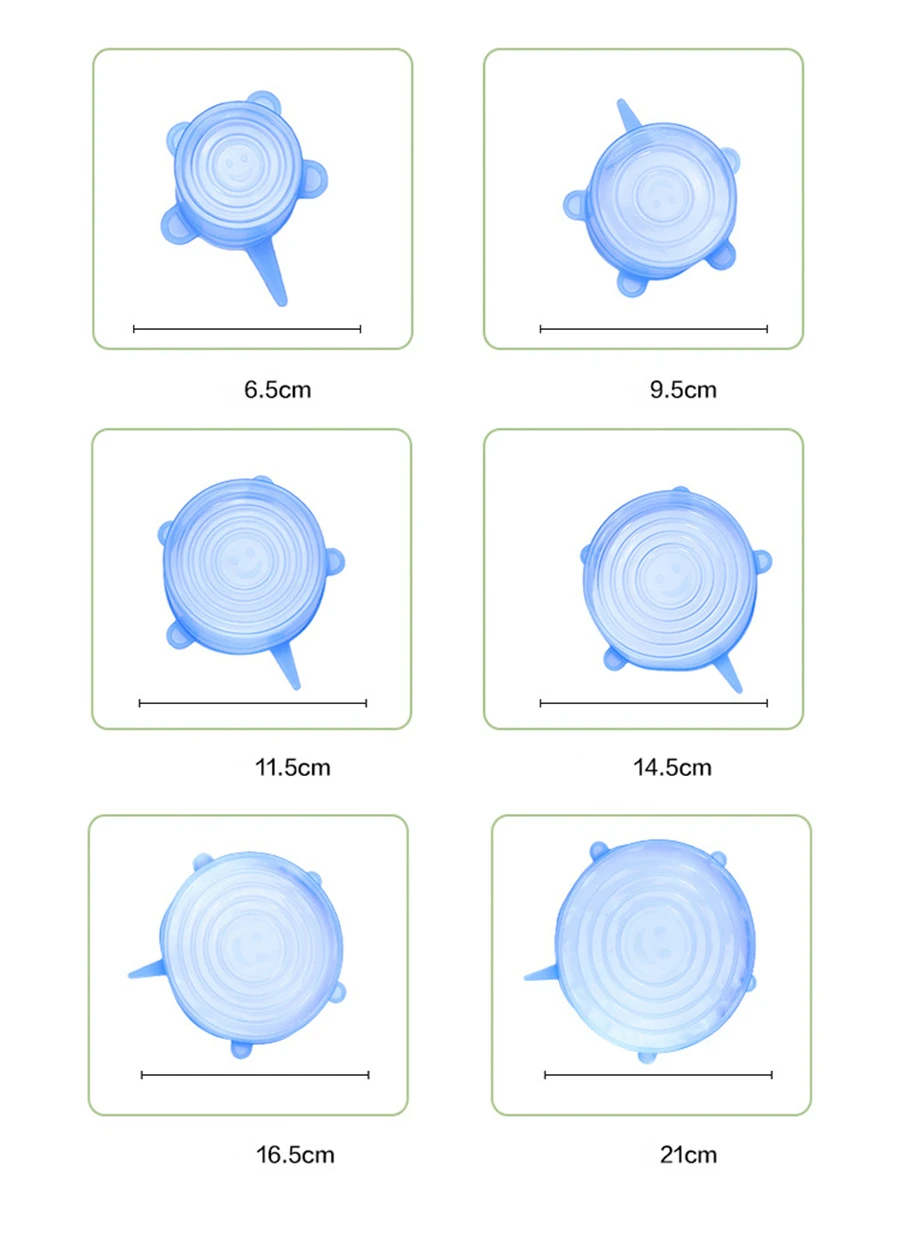 Кухонные аксессуары силиконовая форма крышка блюдо 6 шт. универсальные силиконовые колпачки для еды Экологичные силиконовая кухонная утварь растягивающиеся крышки