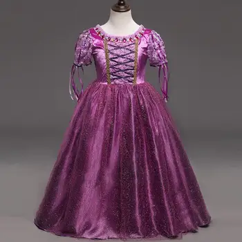 

Fairy tales Sofia princess dress girls dress beaded bright silk full dress girls party dress stage performance kids cosplay cost
