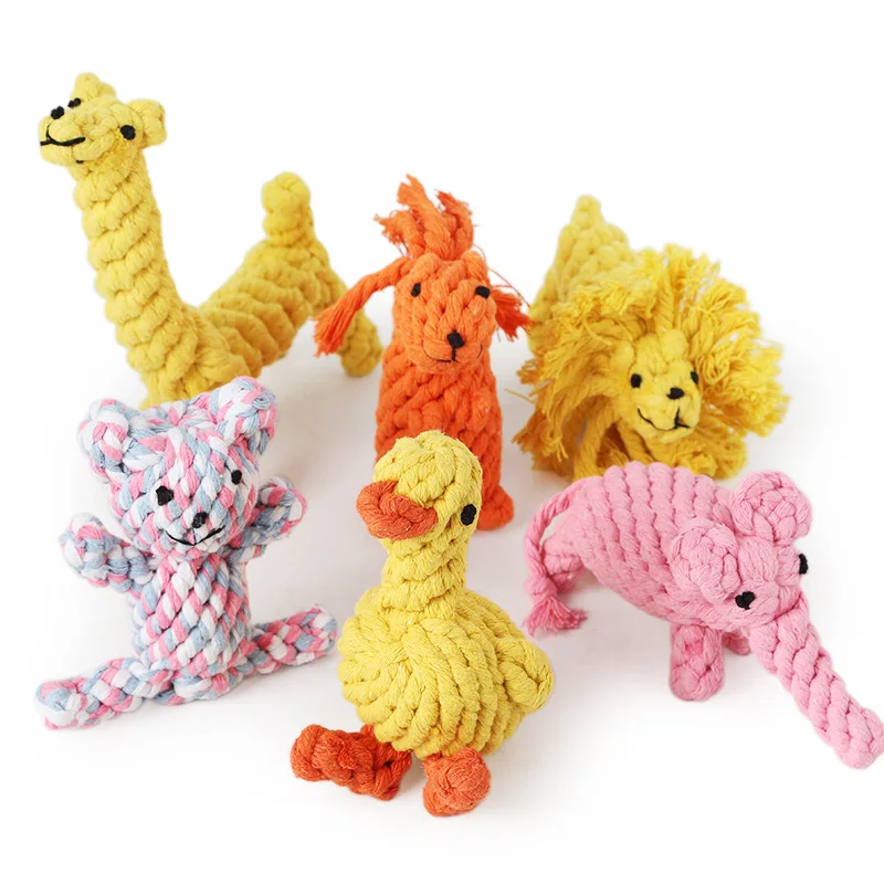 

1PC Multiple Cute Animals New Dog Pet Puppy Chew Cotton Rope Ball Braided Knot Toy Durable Braided Bone Rope Funny Toy