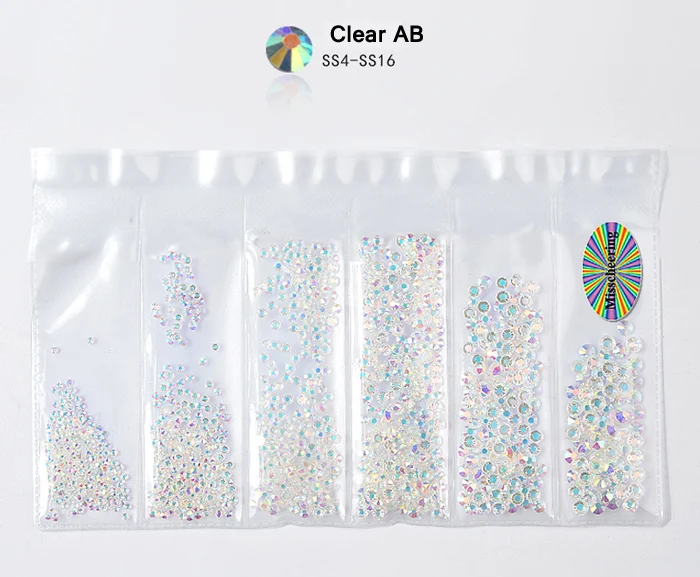 1 упаковка смешанные размеры блестящие, дизайн ногтей Стразы Украшения ss4-ss16 Flatback очаровательные стеклянные драгоценные камни бриллианты 3D Дизайн Маникюрные аксессуары - Цвет: 19 Clear AB