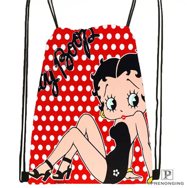 Пользовательские BETTY-BOOP-STANDARD@ 1 походная сумка на шнурке милый рюкзак для детей(черная спинка) 31x40 см#2018612-01-24