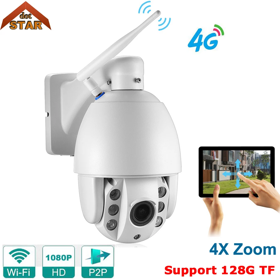 

Stardot Mini Dome IP Camera PTZ Outdoor 4G SIM Card HD Cameras IP 1080P 4X Zoom Audio Sound Two Way Talk Security CCTV Camara