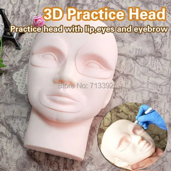 

Free Shipping Permanent Makeup eyebrow lips Silicone 3D Practice Head