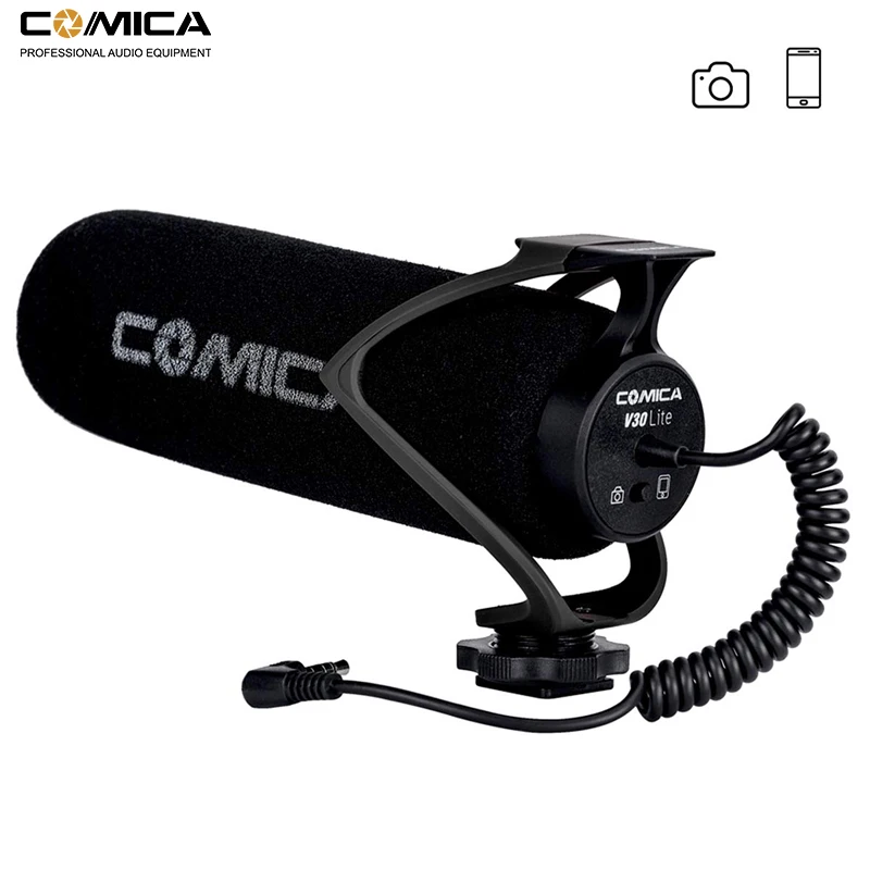 Comica CVM-V30 Lite видео Запись микрофон на камеру/телефон микрофон для Canon Nikon sony DSLR видеокамеры для iPhone samsung S10 - Цвет: CVM-V30LITE-B