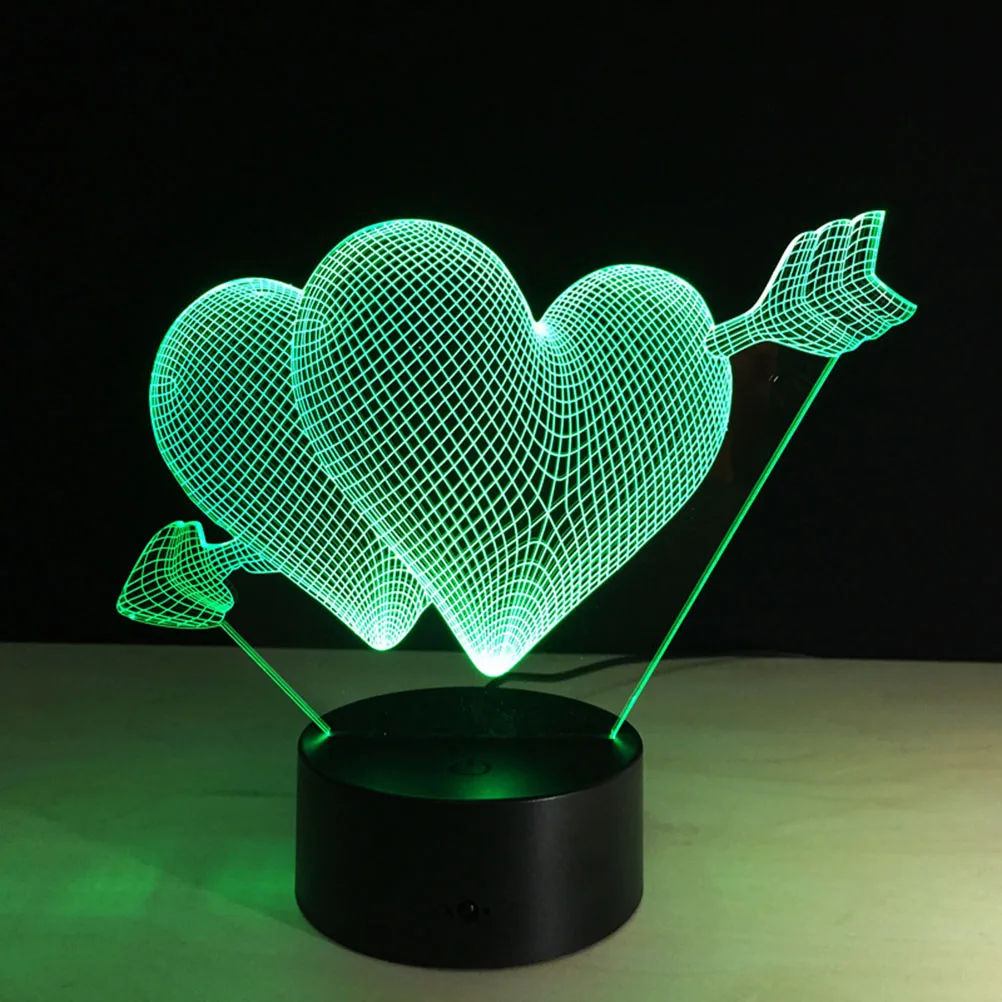 

3D Visual Bulb Optical Illusion Colorful LED Table Lamp Touch Romantic Holiday Night Light Baymax Love Heart for Valentine Gift
