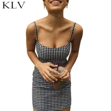 Womens Spaghetti Strap Square Neck Sexy Slim Package Hip Mini Pencil Dress Vintage Plaid Print Empire Waist Night Party Clubwear Womens Spaghetti Strap Square Neck Sexy Slim Package Hip Mini Pencil Dress Vintage Plaid Print Empire Waist Night Party Clubwear