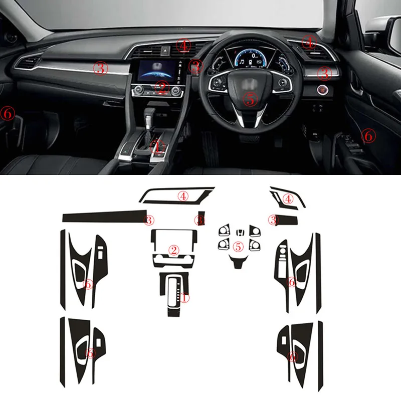 

Car-Styling 3D Carbon Fiber Car Interior Center Console Color Change Molding Sticker Decals For RHD Honda Civic 10th