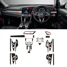 Auto-Styling 3D In Fibra di Carbonio Interni Auto Center Console Cambiamento di Colore Stampaggio Decalcomanie Per La GUIDA A DESTRA Honda Civic 10th