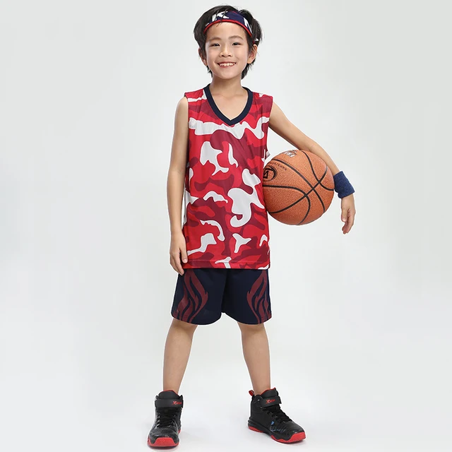 US $12.91 Childrens throwback basketball training jerseys sets camouflage boys sports team basketball clothi