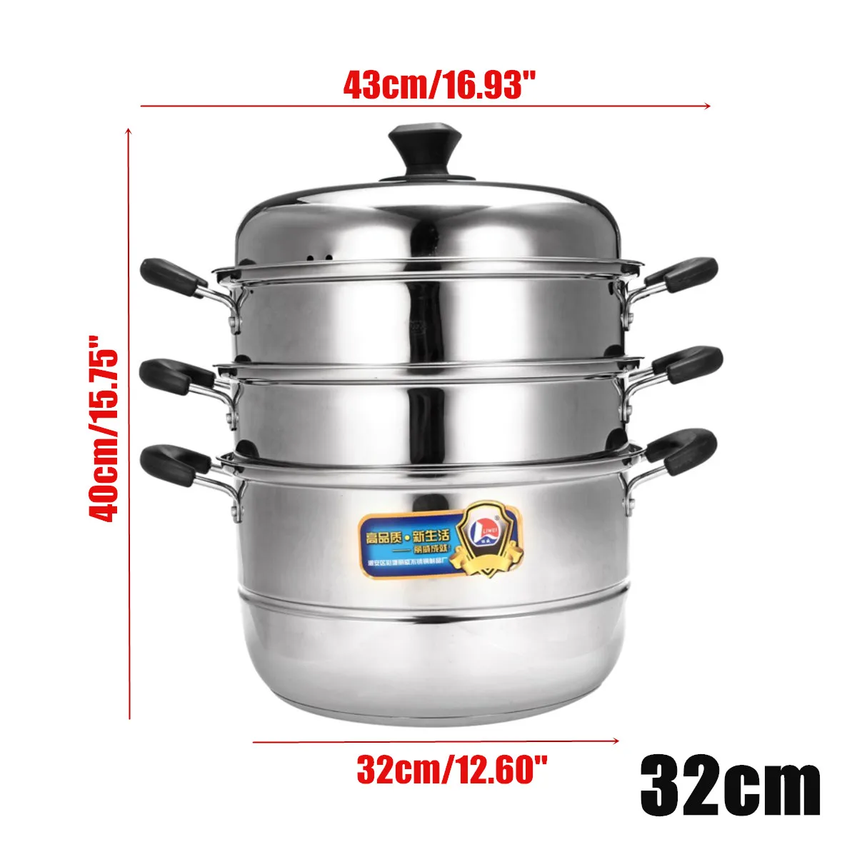  3 Tier Multi-function Steamer Stainless Steel Steam Pot Cookware Home Kitchen Cooking Steamers Boil - 4000013366141