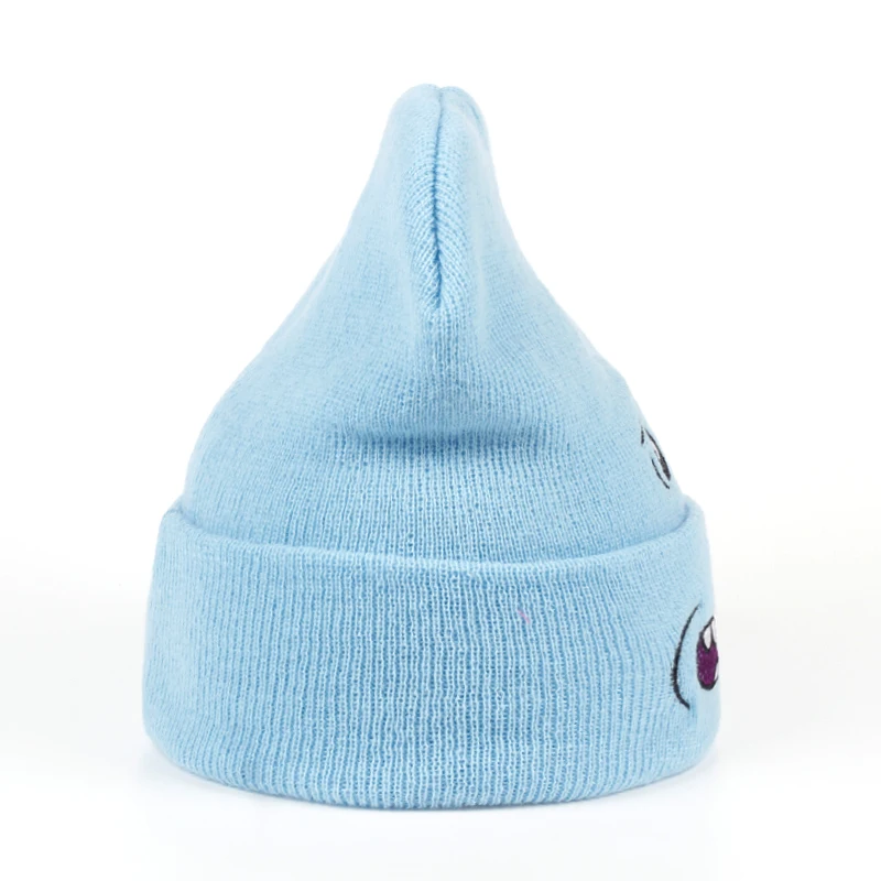 السيد meeseeks قبعات الشتاء محبوك القبعات ريك و morty أنيمي الضوء الأزرق جميل قبعة دافئة في رياضة التزلج متماسكة القبعات skullies