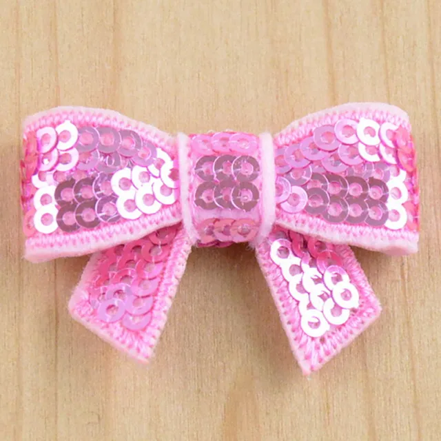 wholesale 1.5" mini sparkly sequin bows appliques diy hair clip tiny