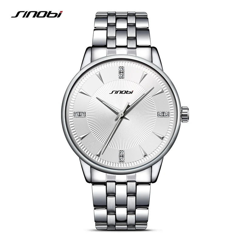 SINOBI Sports font b Men b font Wrist font b Watches b font Stainless Steel Watchband