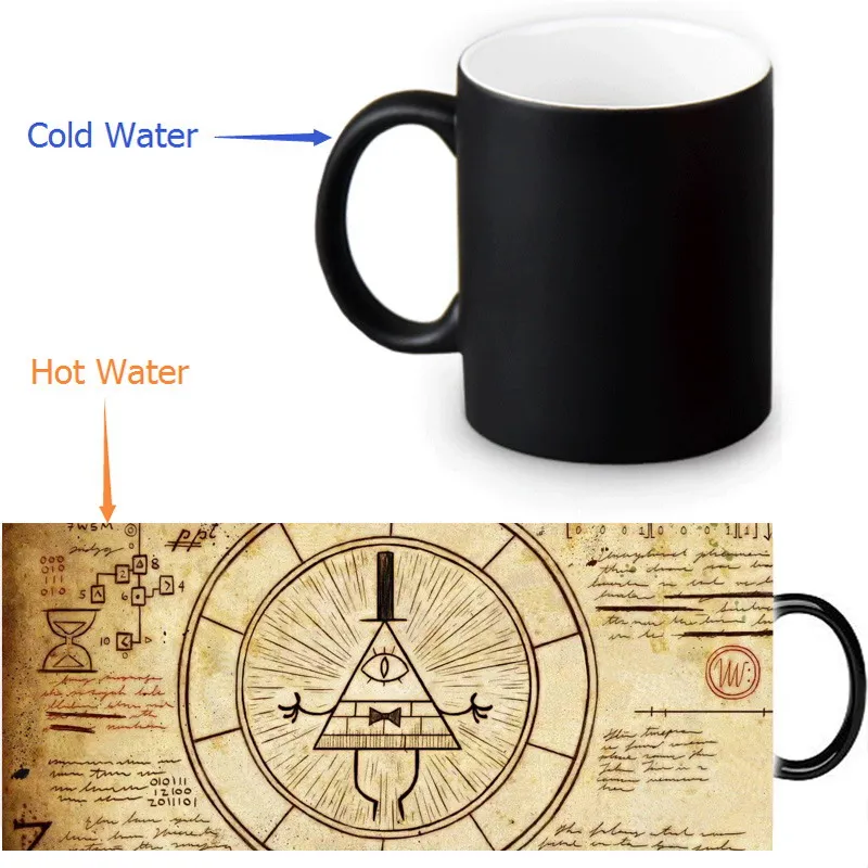 

Gravity Falls Mug 350ml/12oz Morphing Coffee Mugs Heat Sensitive Morph Mug Color Transforming Milk Tea Porcelain Cups
