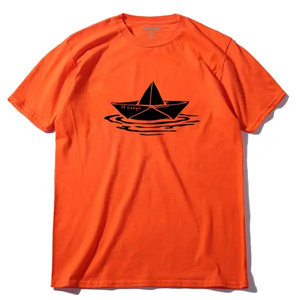COOLMIND QI0247A Повседневная хлопковая крутая Мужская футболка с принтом лодки, летняя мужская футболка с коротким рукавом, уличная Мужская футболка, топ, футболки - Цвет: QI0247A-ORG