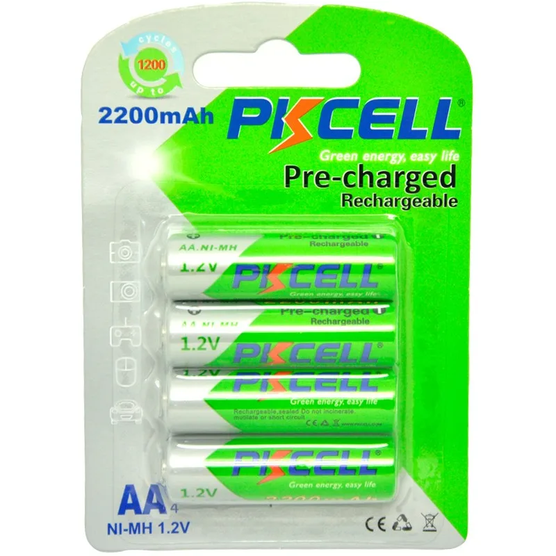 

PKCELL 8pc AA NiMH 1.2V 2200mAh battery Rechargeable Battery AA Ni-MH 2A Pre-charged Bateria Rechargeable Batteries for Camera