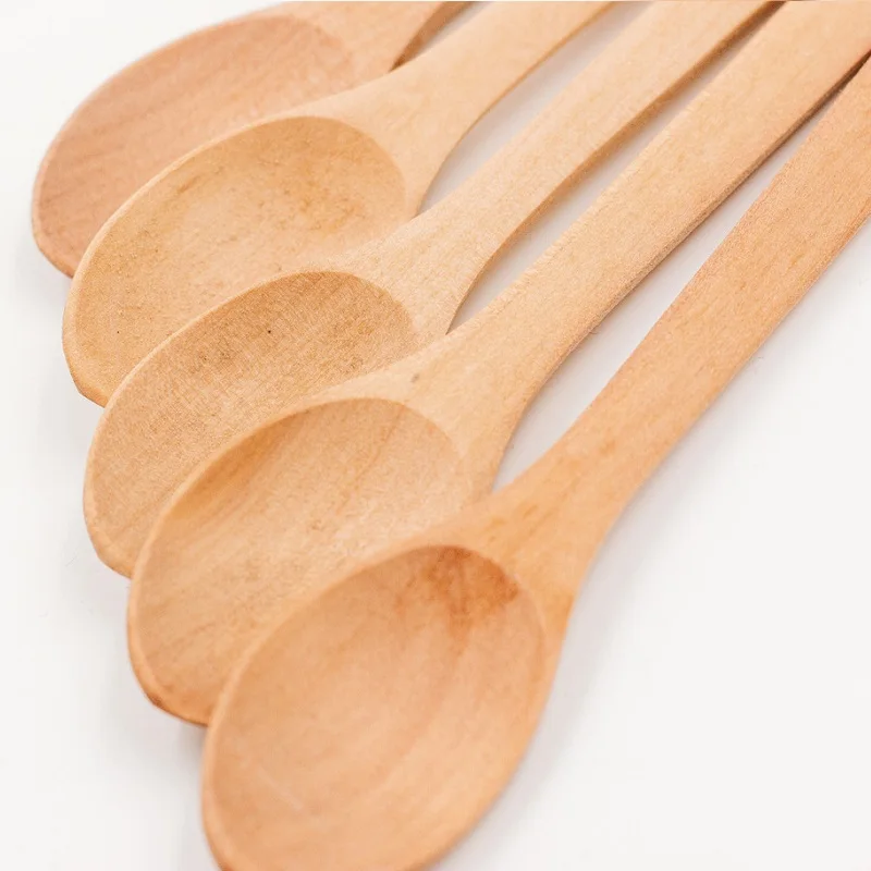 100 Pieces Small Wood Coffee Tea Spoon 13*3cm Sugar Salt Jam Honey