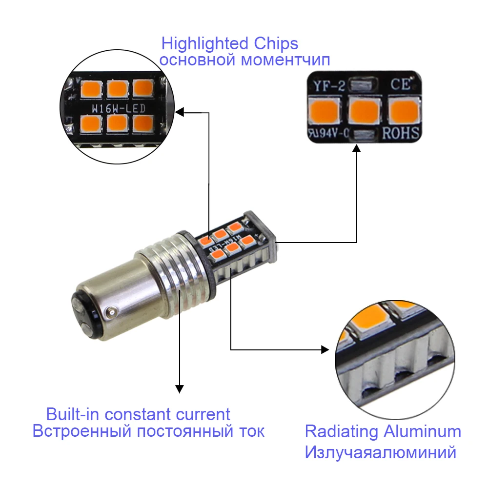 KEIN 2 шт. 15SMD 6000k P21w 1156 ba15s задний фонарь заднего хода 1157 bay15d P21/5W светодиодный