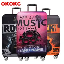 Music Travel Luggage Cover Elastic Protective Travel Suitcase Cover For 18-32 Inch Trolley Bag Case Travel Accessories suitcase case travel trolley suitcase protective cover for s m l xl 18 32 inch travel accessories luggage cover
