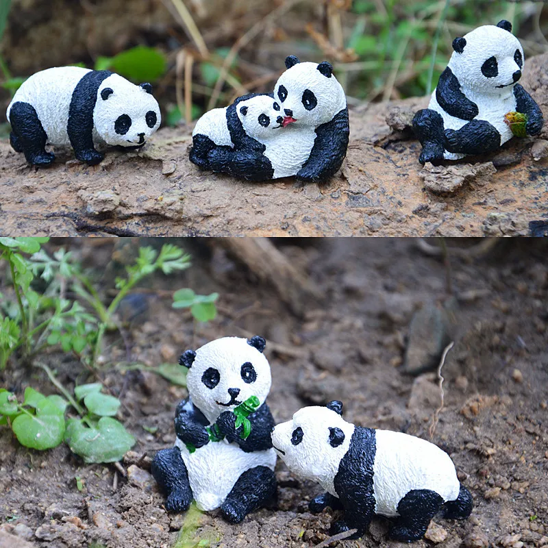 

Mini Cartoon Bamboo Panda Moss Micro Landscape Resin Funny Panda Babies Ornament Fairy Garden Miniature Figurine Decoration