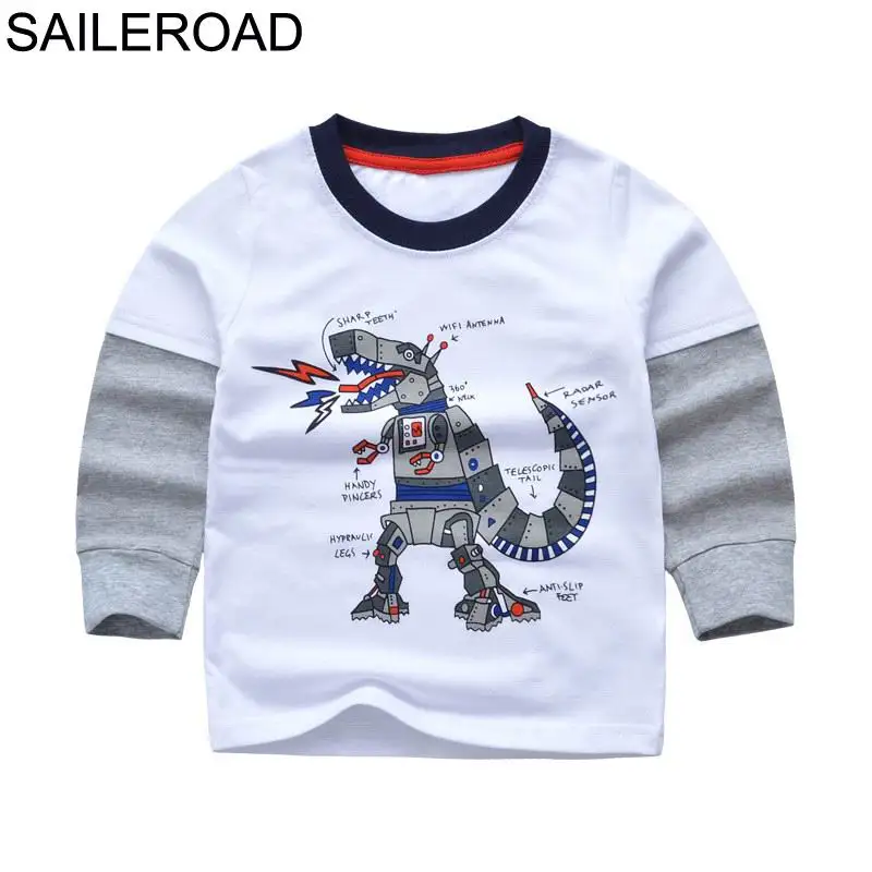 SAILEROAD/футболки с динозавром из мультфильма для маленьких мальчиков от 2 до 7 лет Одежда для маленьких мальчиков из хлопка новые весенние топы для детей, одежда - Цвет: 5343 same picture