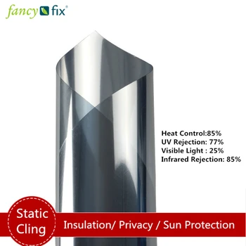 

FANCY-FIX one way Reflective mirror film Window Film,Anti UV Heat control Privacy Solar Window film,Static Cling No Glue Tint