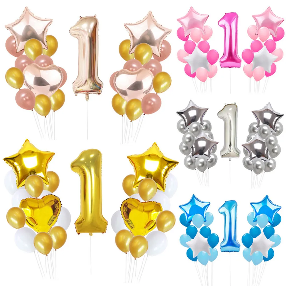 

25PCs Metallic Glossy One Year Old First Birthday 1 Month Number Float Balloon Party Decoration Adult Kids Latex Ballon 19MAY27