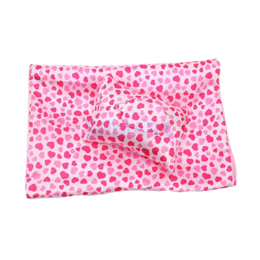 New Arrival Lovely Sleeping Sack with Pillow Set for 18 Inch Girl Doll Accessory Toy Pink