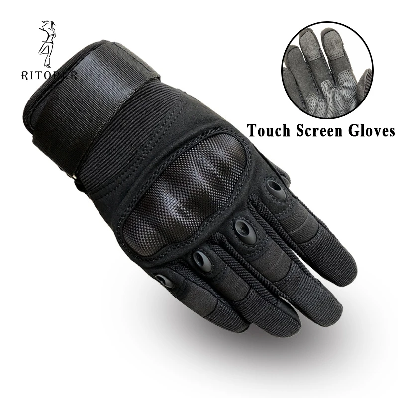

RITOPER Us Military Tactical Gloves Outdoor Sports Army Touch screen Full Finger Combat Slip-resistant CarbonFiber Tortoise