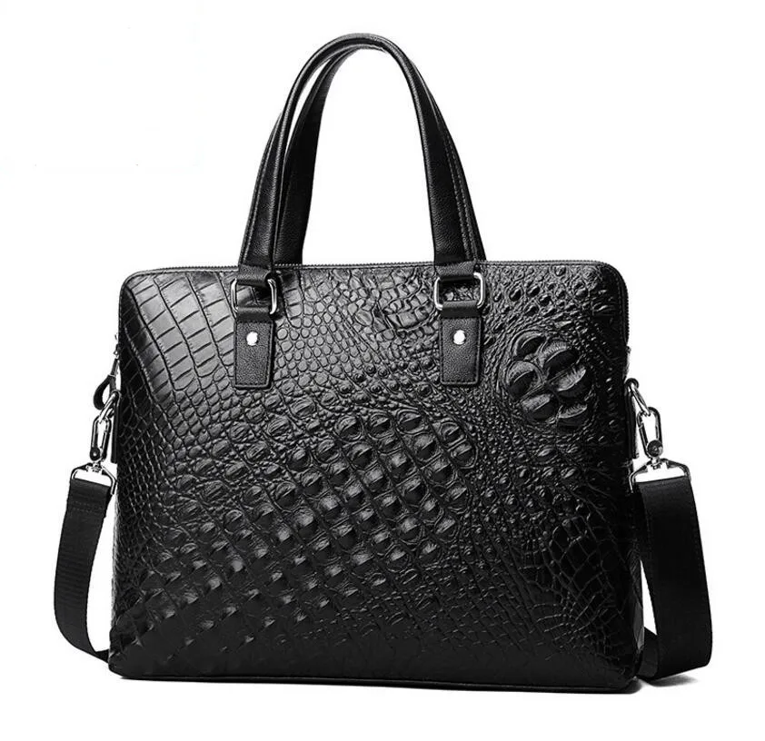 

Vintage Crocodile Pattern split Leather men bag Laptop Briefcase Men Business Tote bag Handbag Cowhide Messenger Shoulder Bag
