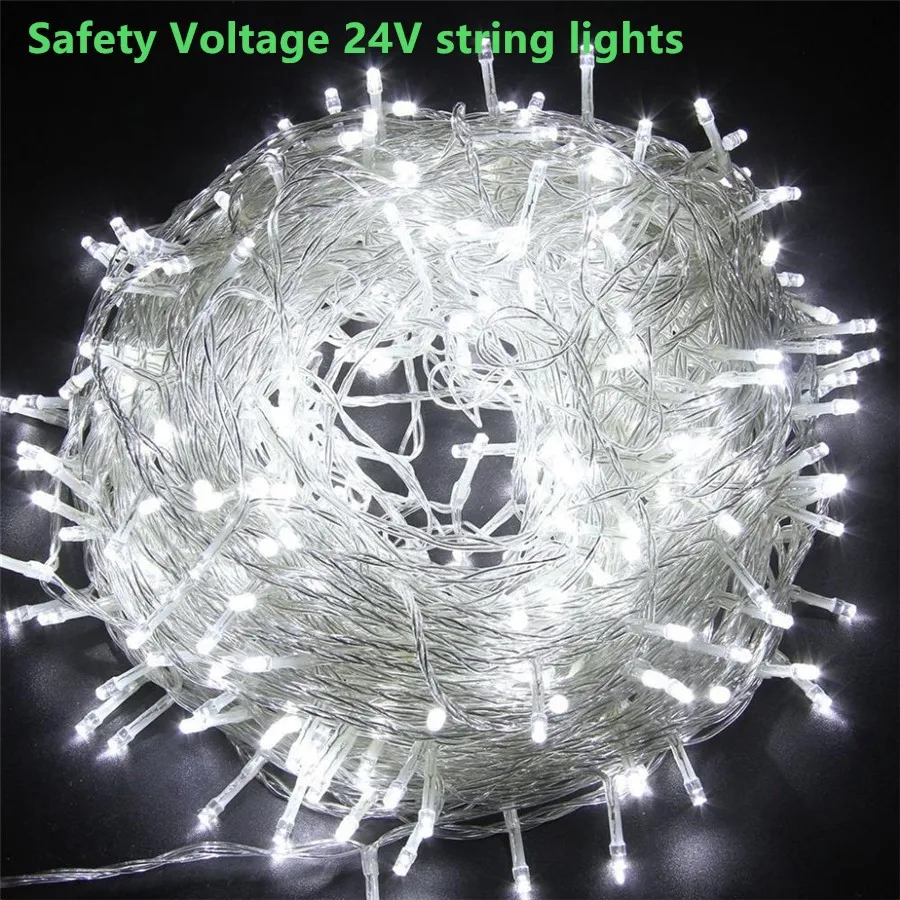 24V 10M Safety String Fairy Lights Low Voltage LED Garland Street Festoon Outdoor Strip Decorasfor Garden Tree House Wedding 24V 10M Safety String Fairy Lights Low Voltage LED Garland Street Festoon Outdoor Strip Decorasfor Garden Tree House Wedding