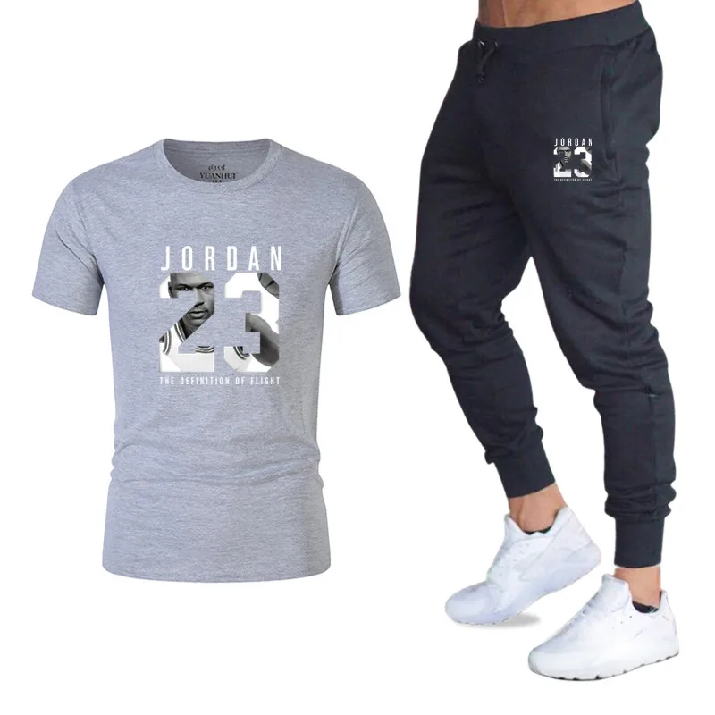 2019 новая футболка + штаны, мужские комплекты Jordan 23, Мужская брендовая одежда с принтом, костюм из двух предметов, мужской спортивный костюм