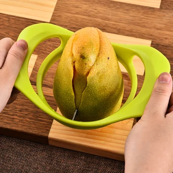 

1pc Stainless Steel Mango Cutter Kitchen Fruit Kitchen Gadget Accessories Peach Slicer Plastic Splitters Creative Kitchen Tool