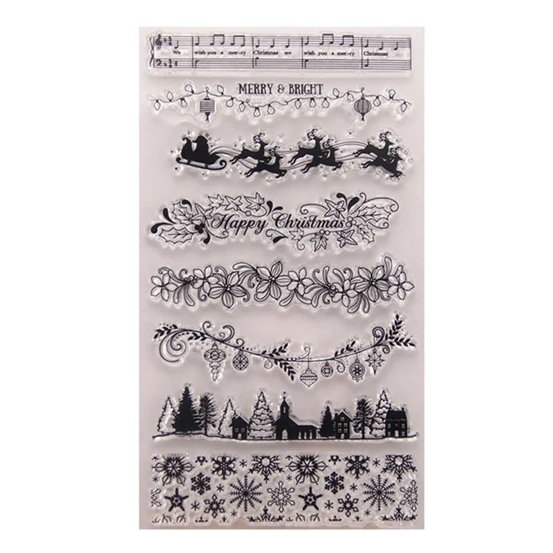 

2019 Christmas Tree Snowflake DIY Silicone Clear Stamp Scrapbook Embossing Album Decor Stationery Set