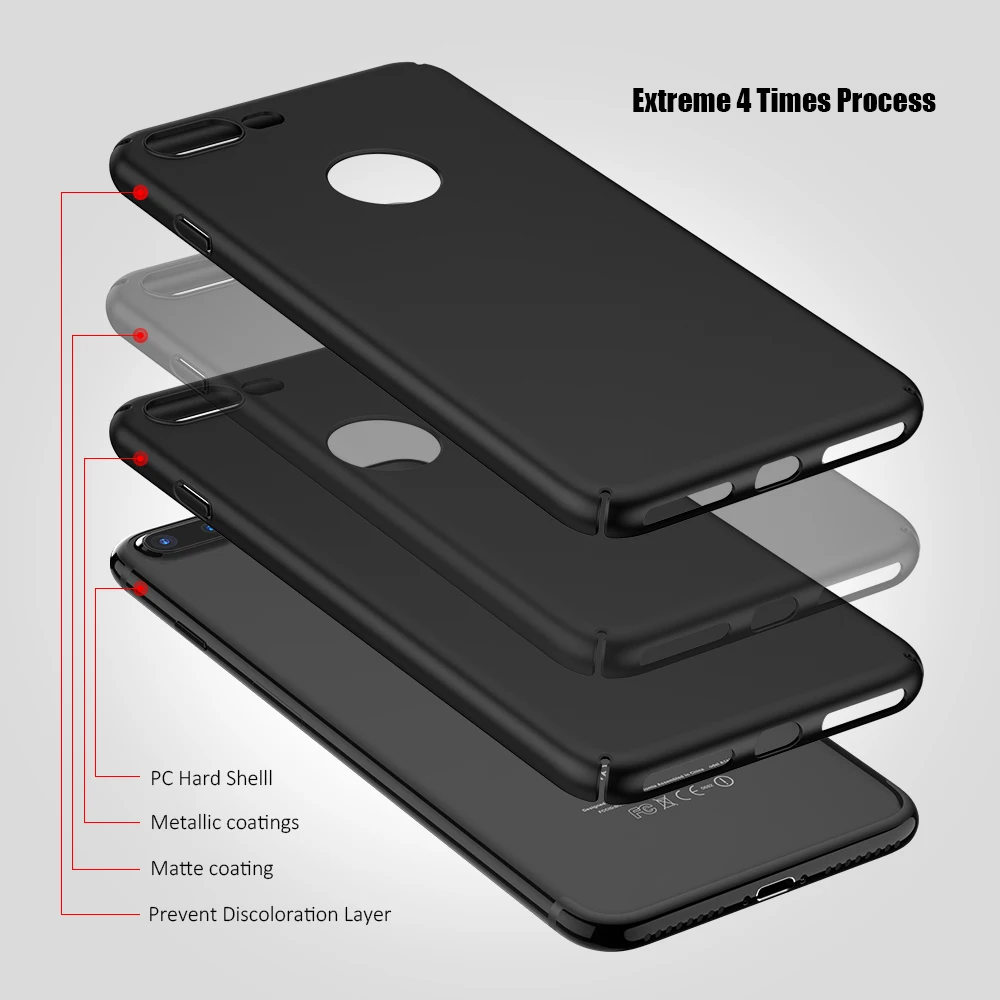 Для iPhone 7 6 6s Плюс Случаях Оригинальный Ультра Тонкий ПК матовый Аксессуары