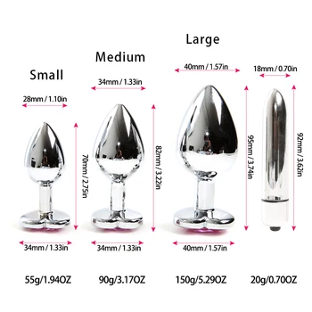Anal Plug Crystal Jewelry Heart Butt Plug Stimulator Dildo Stainless Steel Buttplug Sex Toys for Men Women Couple Sex Products 2